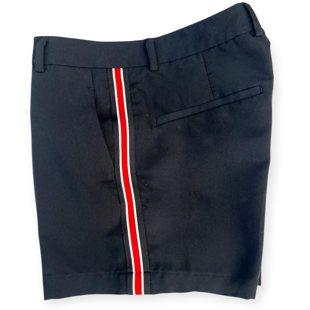 Haute Monde Chino Style Black Shorts With Red Stripes | Women’s L